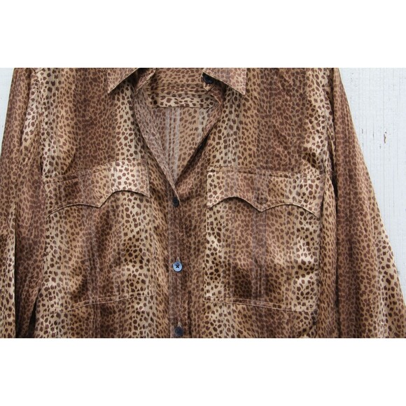 EQUIPMENT Femme Women's Leopard Silk Button Up Collared Long Sleeve Blouse Sz 4 - Picture 4 of 6